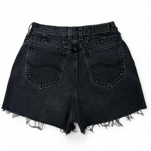 Lee vintage black denim high waisted raw hem jean shorts